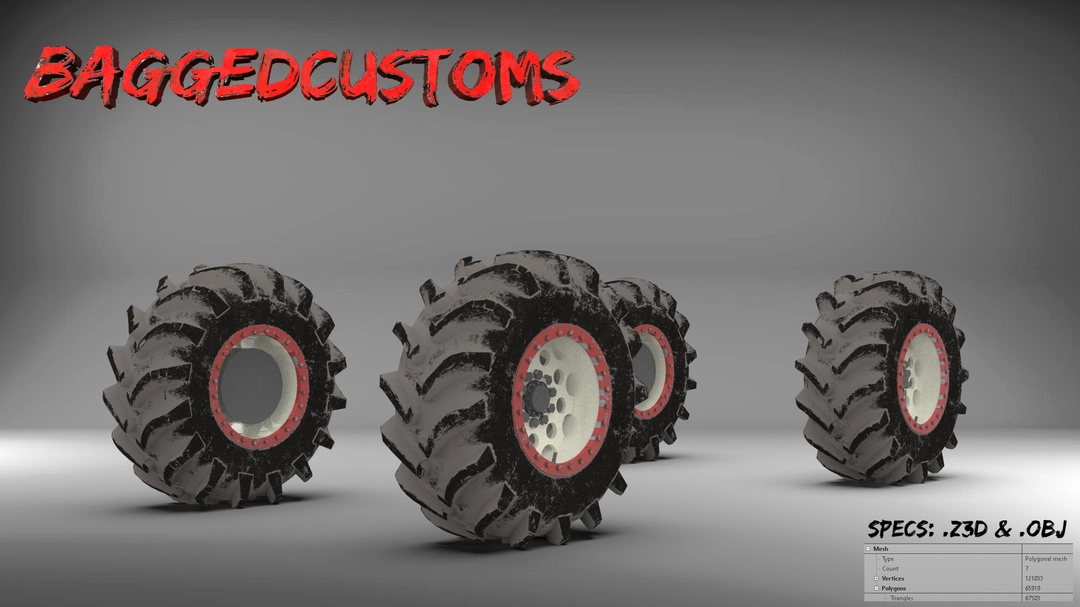 BaggedCustoms Mega Truck Wheels &amp; BKT Check Inspired Tires - BaggedCustoms - image 1